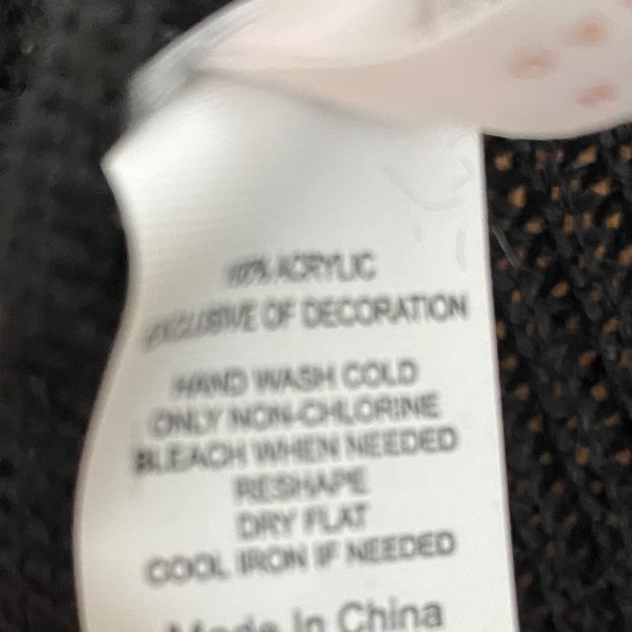 LC LAUREN CONRAD Sweater Wrap Poncho Velvet Crisscross Knit Black One Size - Picture 7 of 8